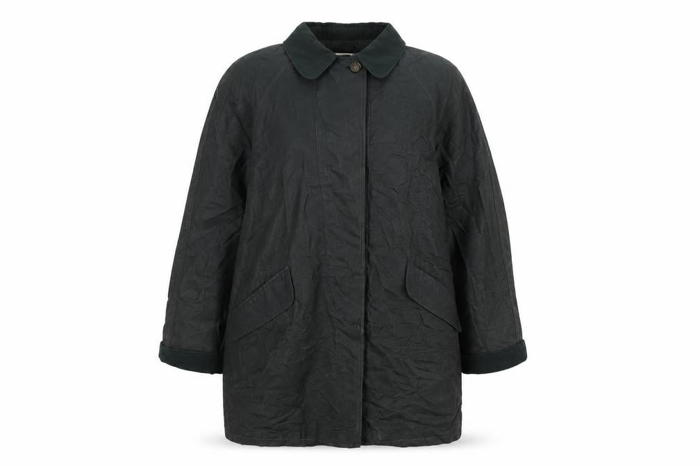 Front view of Grace Campbell women’s green jacket, size UK 10, button - wax