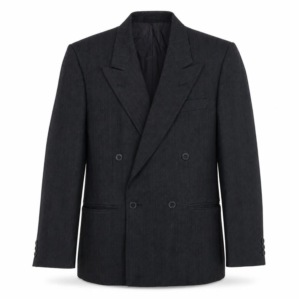 Front view of Next men’s grey striped wool jacket suit jacket, size 38, regular