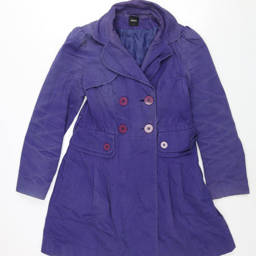 Oasis Womens Purple Overcoat Coat Size L Button - Double Breasted