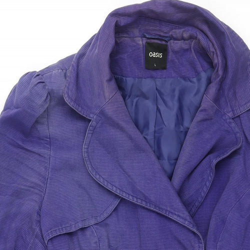 Oasis Womens Purple Overcoat Coat Size L Button - Double Breasted