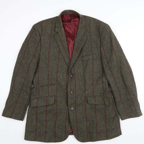 Brook Taverner Mens Green Check Wool Jacket Blazer Size 44 Regular