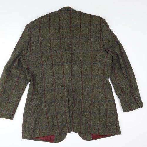Brook Taverner Mens Green Check Wool Jacket Blazer Size 44 Regular