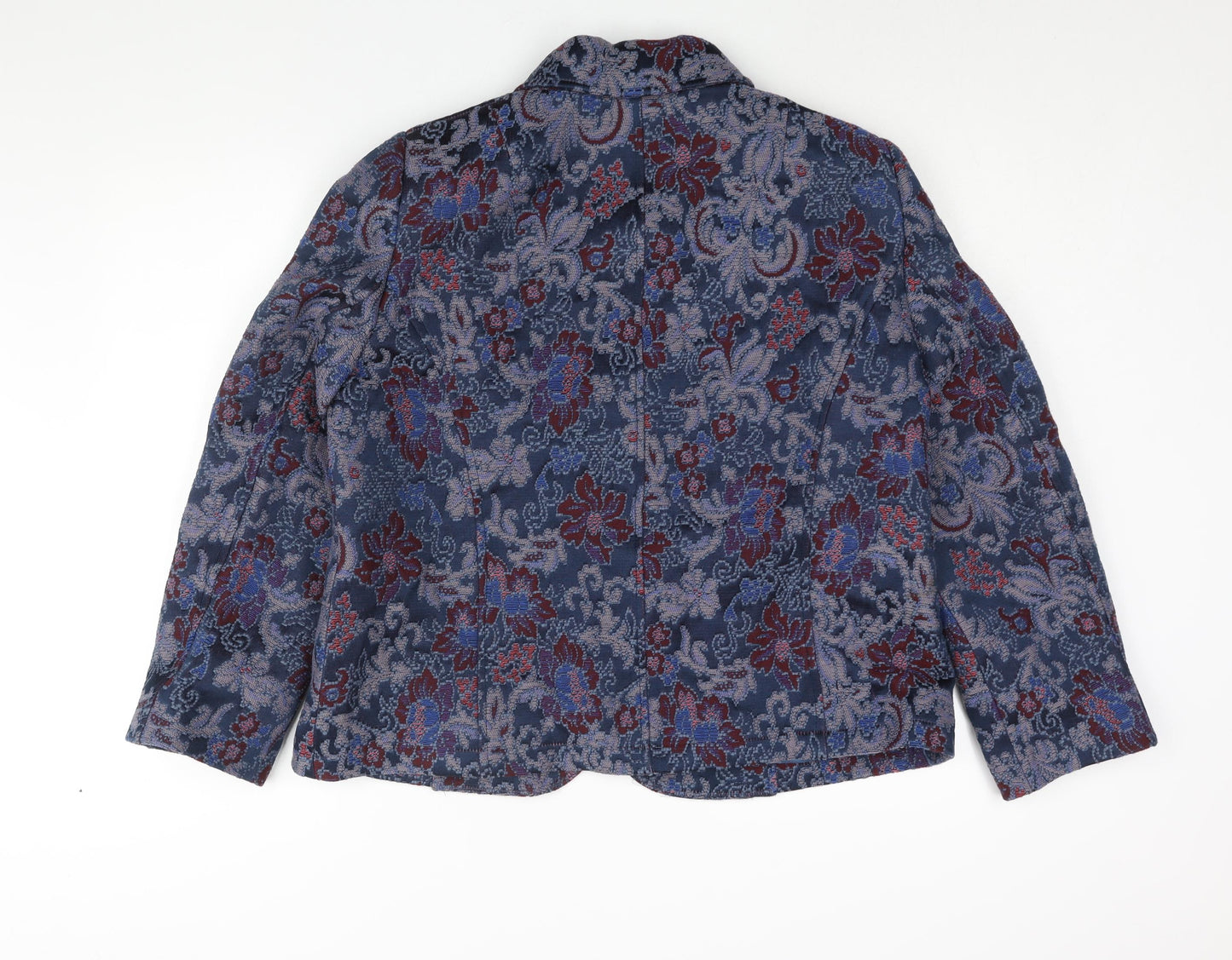 Cotswold Collections Womens Blue Floral Pea Coat Coat Size 18 Button - Embroidered