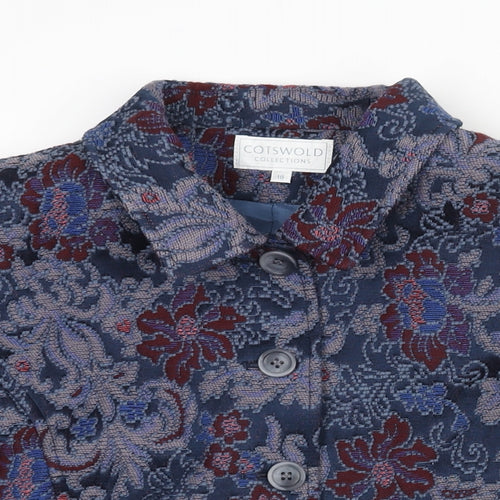 Cotswold Collections Womens Blue Floral Pea Coat Coat Size 18 Button - Embroidered