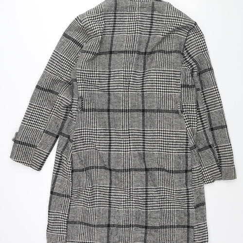 Terranova Womens Black Check Overcoat Coat Size XL Button
