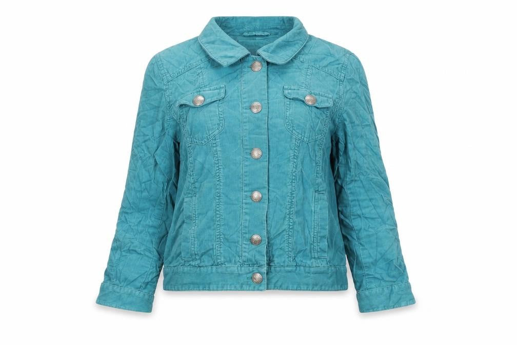 Front view of Per Una women’s black jacket, size UK 10, button