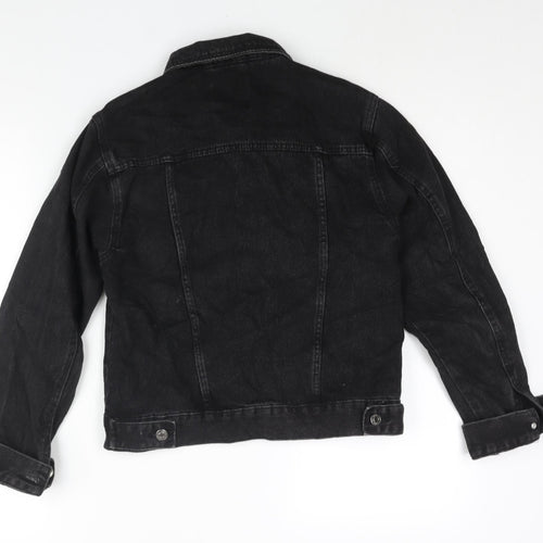 Denim & Co. Womens Black Jacket Size 10 Button - Distressed