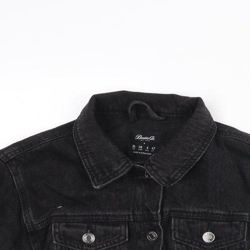 Denim & Co. Womens Black Jacket Size 10 Button - Distressed