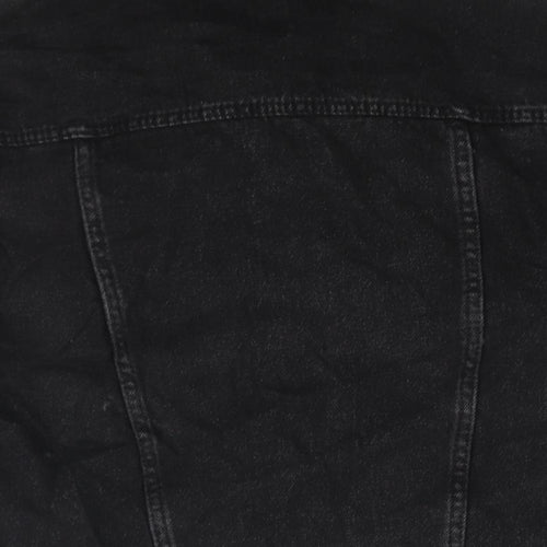 Denim & Co. Womens Black Jacket Size 10 Button - Distressed