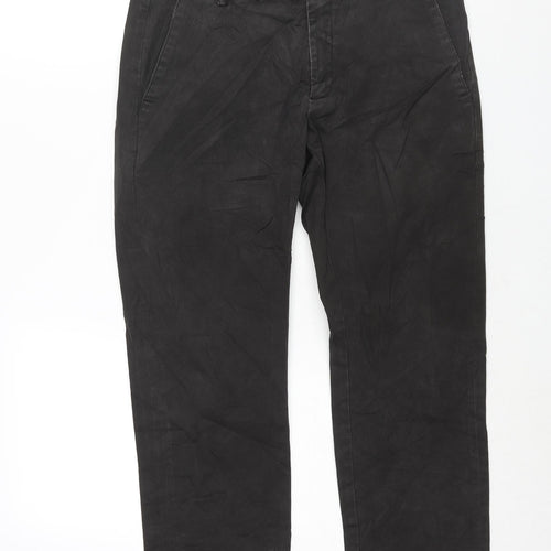 Department 5 Mens Black Cotton Chino Trousers Size 30 in L25 in Regular Zip