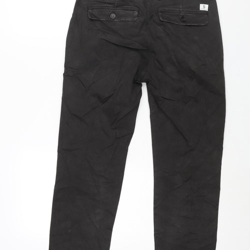 Department 5 Mens Black Cotton Chino Trousers Size 30 in L25 in Regular Zip