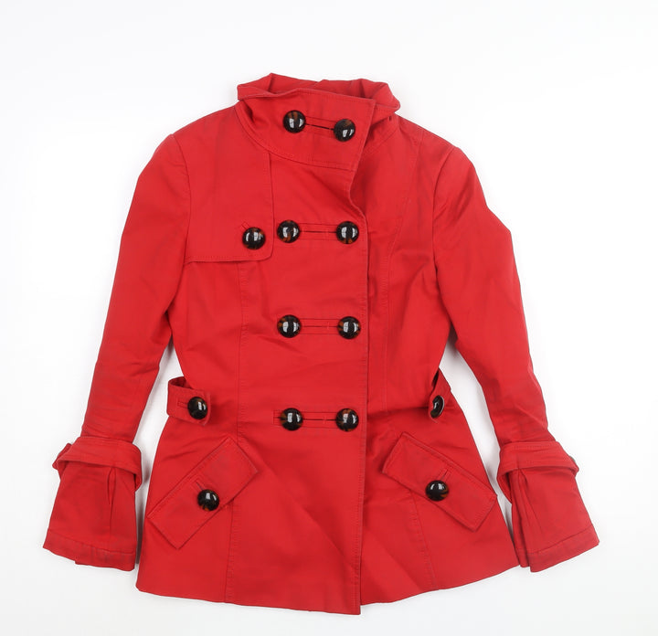Zara Womens Red Trench Coat Coat Size S Button - Double Breasted