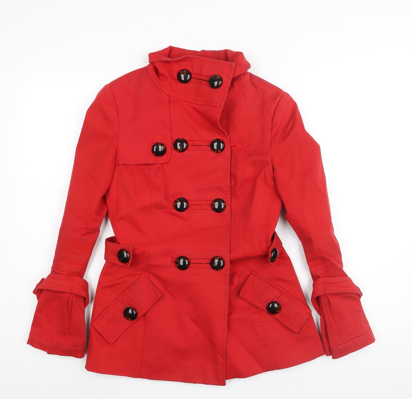 Zara Womens Red Trench Coat Coat Size S Button - Double Breasted