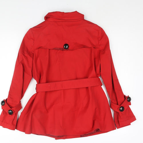 Zara Womens Red Trench Coat Coat Size S Button - Double Breasted