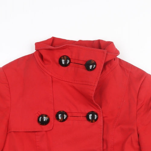 Zara Womens Red Trench Coat Coat Size S Button - Double Breasted