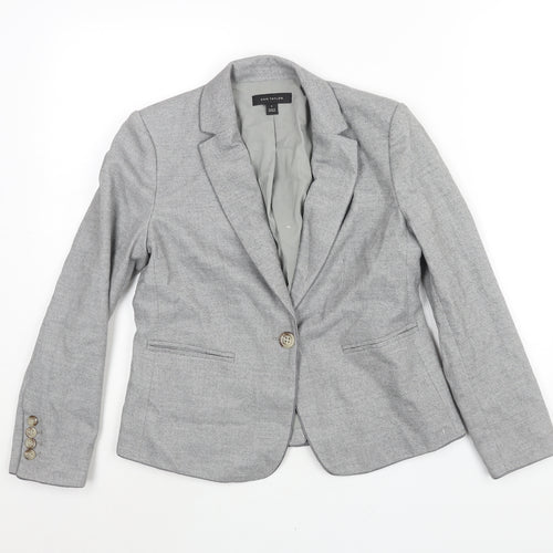 Ann Taylor Womens Grey Jacket Blazer Size 4 Button