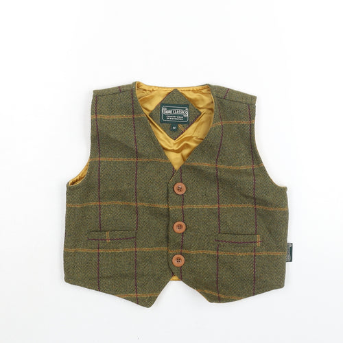 Shire Classics Boys Green Check Jacket Waistcoat Size M Button