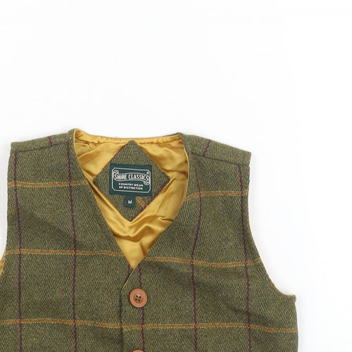 Shire Classics Boys Green Check Jacket Waistcoat Size M Button