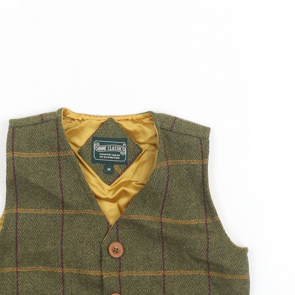 Shire Classics Boys Green Check Jacket Waistcoat Size M Button