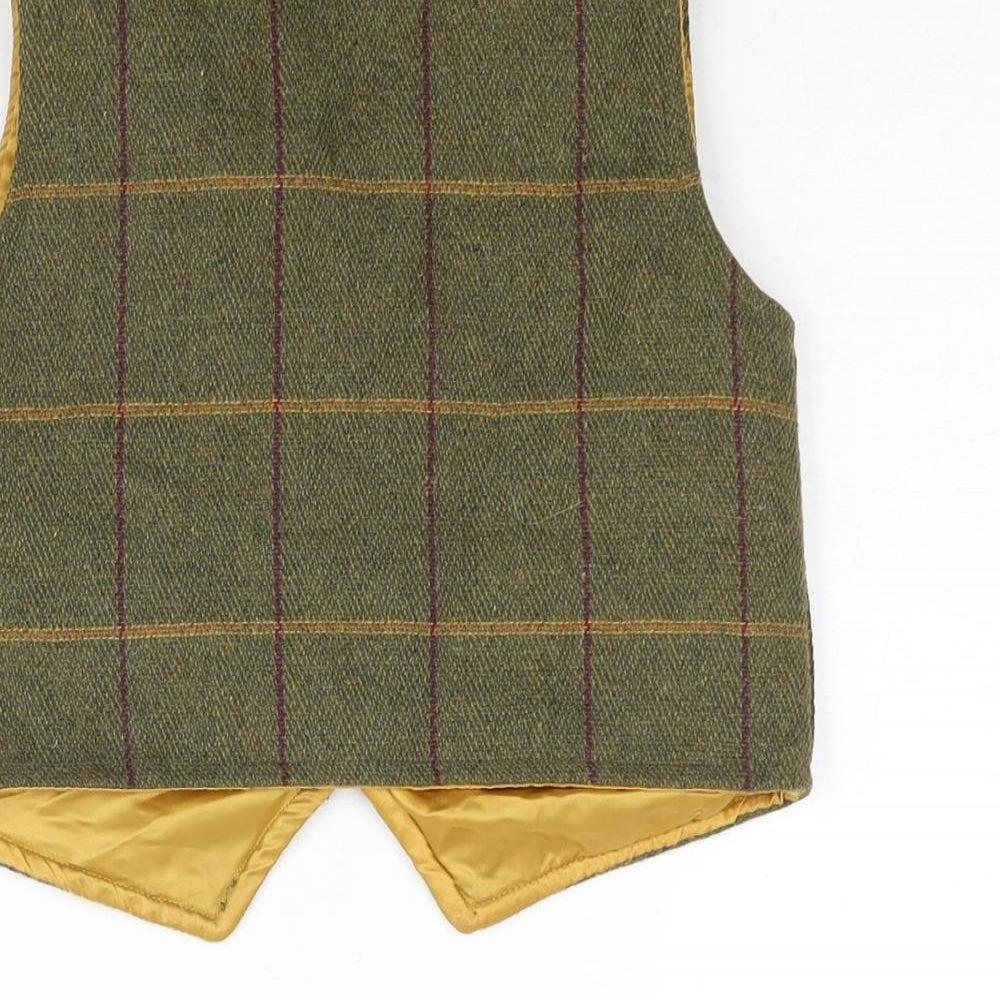 Shire Classics Boys Green Check Jacket Waistcoat Size M Button