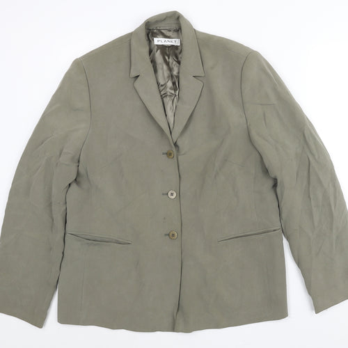 Planet Womens Grey Silk Jacket Suit Jacket Size 16