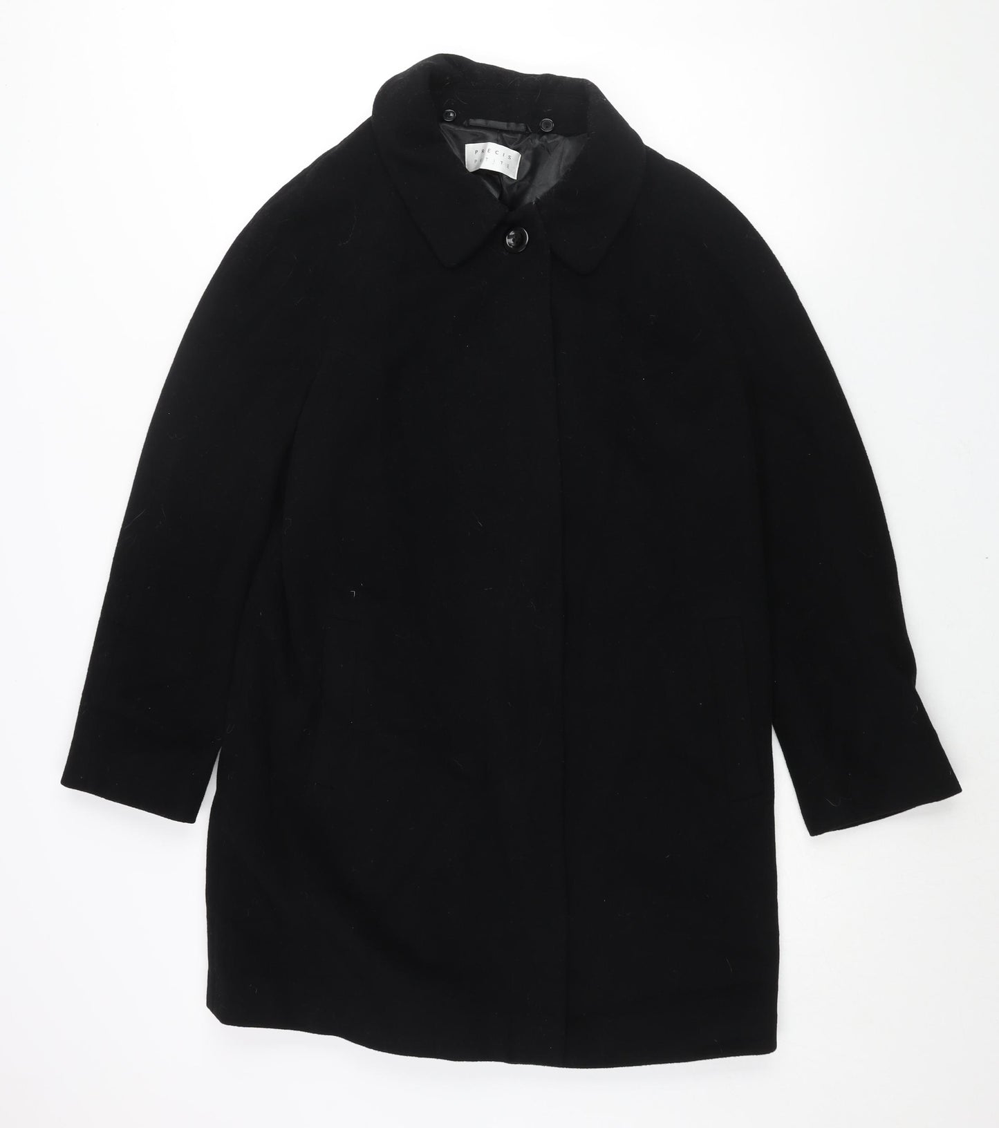 Precis Womens Black Overcoat Coat Size 12 Button
