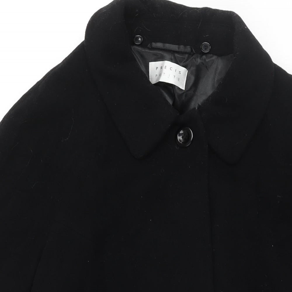 Precis Womens Black Overcoat Coat Size 12 Button