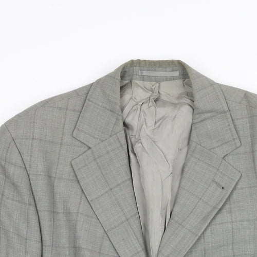 Boss Mens Grey Check Wool Jacket Suit Jacket Size 44 Regular