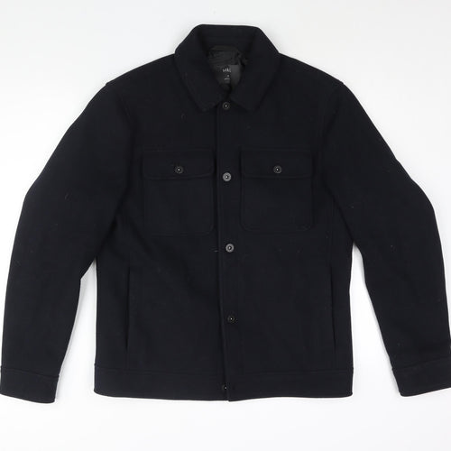 Marks and Spencer Mens Blue Pea Coat Coat Size M Button