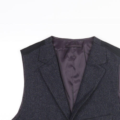 RJR.John Rocha Mens Blue Check Wool Jacket Suit Waistcoat Size 40 Regular
