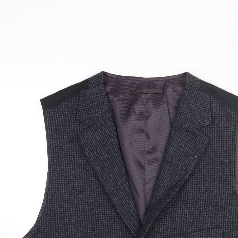 RJR.John Rocha Mens Blue Check Wool Jacket Suit Waistcoat Size 40 Regular
