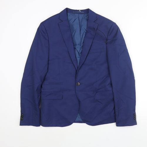 Marks and Spencer Mens Blue Polyester Jacket Suit Jacket Size 38 Regular