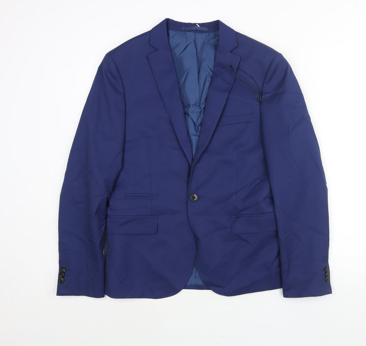 Marks and Spencer Mens Blue Polyester Jacket Suit Jacket Size 38 Regular