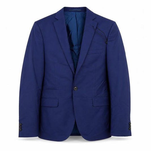 Front view of Marks & Spencer men’s blue polyester jacket suit jacket, size 38, regular