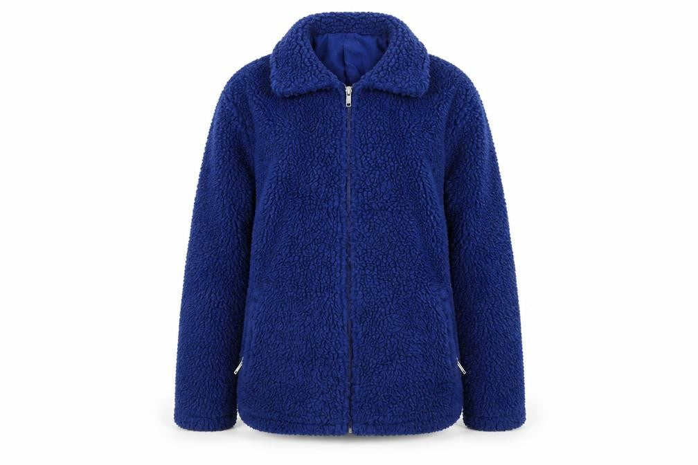 Front view of Damart women’s blue jacket, size UK 10, zip -, size UK 10-12