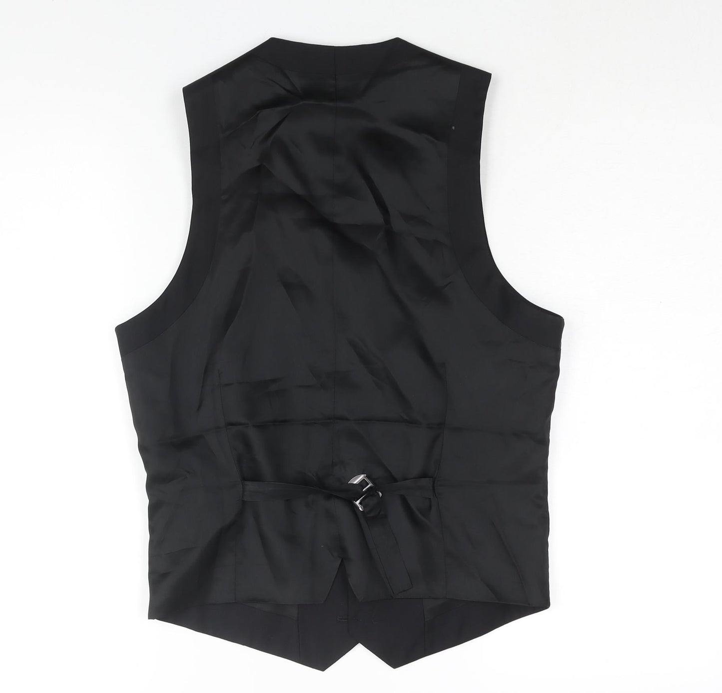 River Island Mens Black Wool Jacket Suit Waistcoat Size S Regular