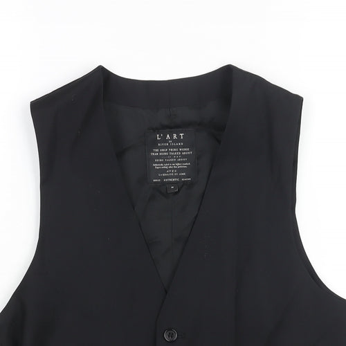 River Island Mens Black Wool Jacket Suit Waistcoat Size S Regular