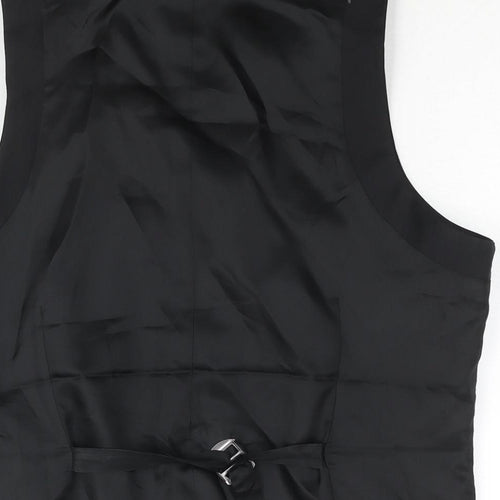 River Island Mens Black Wool Jacket Suit Waistcoat Size S Regular