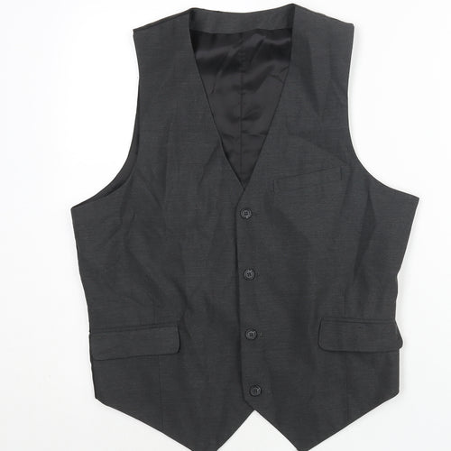 ASOS Mens Grey Polyester Jacket Suit Waistcoat Size 40 Regular
