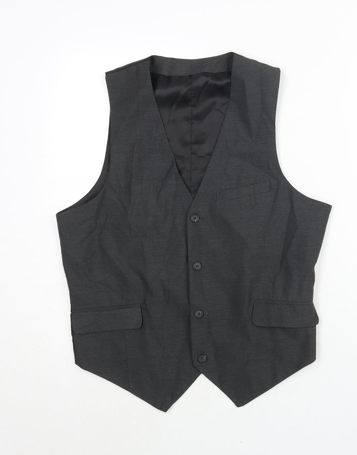 ASOS Mens Grey Polyester Jacket Suit Waistcoat Size 40 Regular