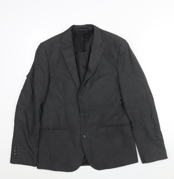 ASOS Mens Grey Polyester Jacket Suit Jacket Size 38 Regular