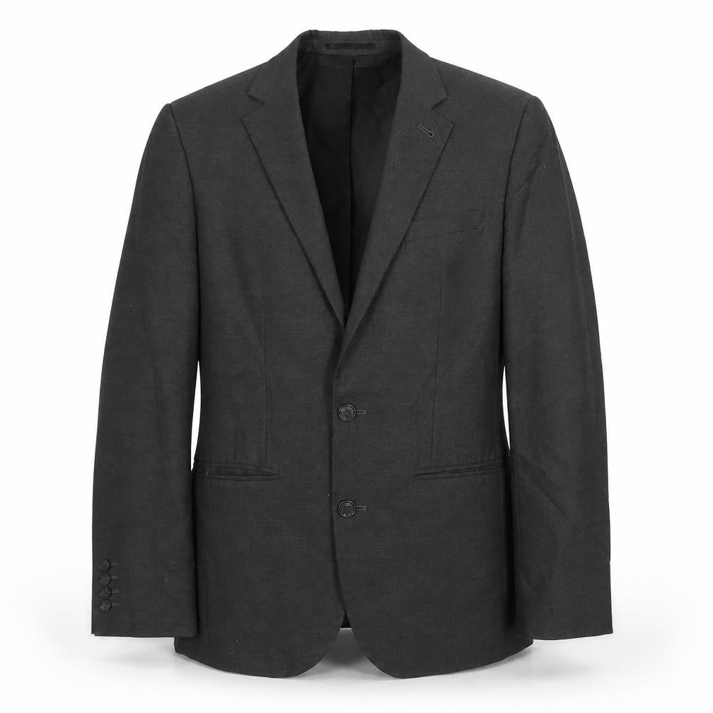 Front view of ASOS men’s grey polyester jacket suit jacket, size 38, regular