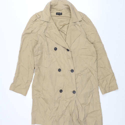 Topshop Womens Beige Trench Coat Coat Size 12 Button