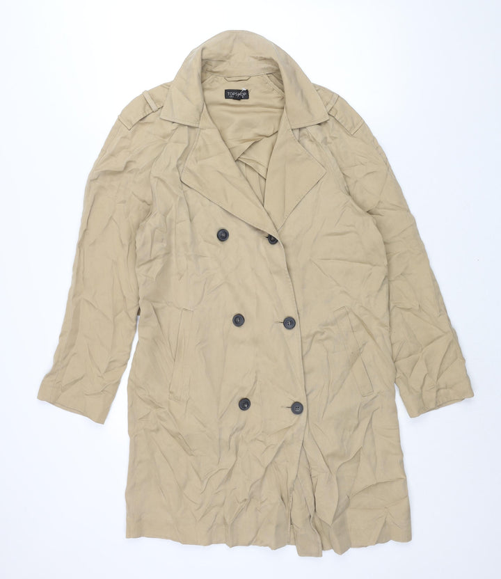 Topshop Womens Beige Trench Coat Coat Size 12 Button