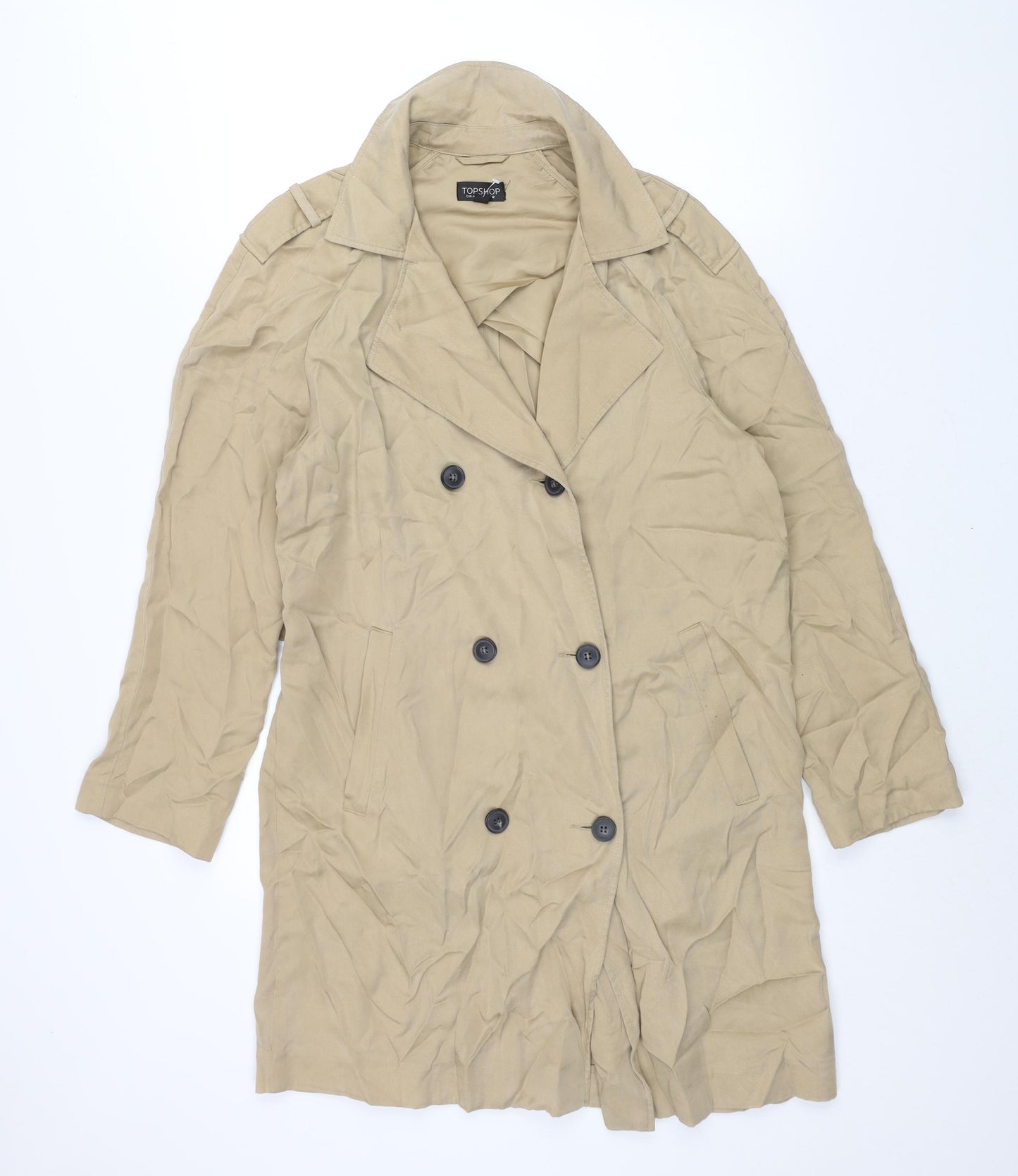 Topshop Womens Beige Trench Coat Coat Size 12 Button