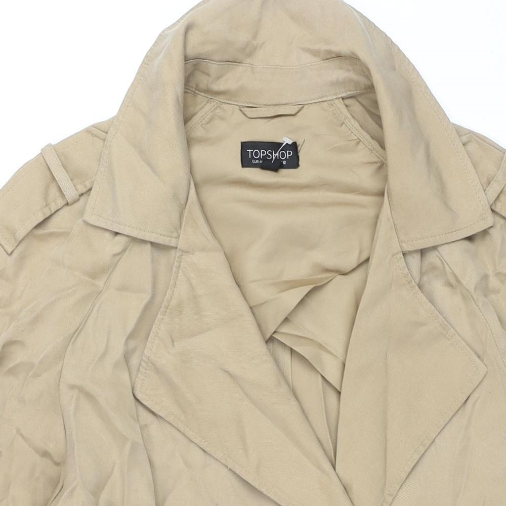 Topshop Womens Beige Trench Coat Coat Size 12 Button