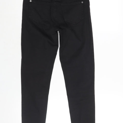 Marks and Spencer Womens Black Cotton Skinny Jeans Size 6 L26 in Regular Zip