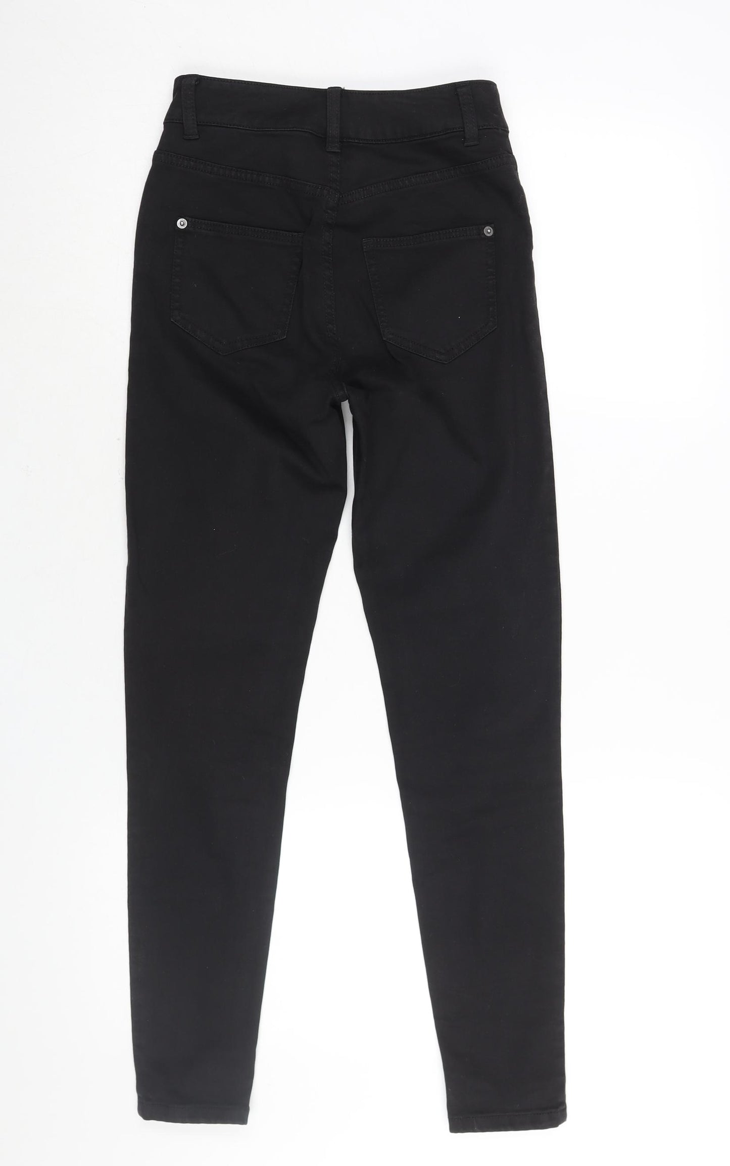 Marks and Spencer Womens Black Cotton Skinny Jeans Size 6 L26 in Regular Zip