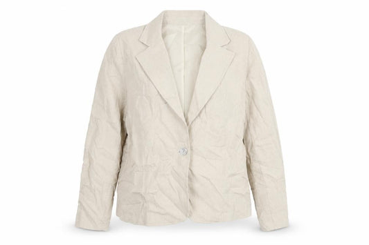 Front view of Damart women’s beige jacket, size UK 18, button