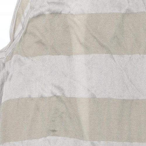New York & Company Womens Green V-Neck Striped Viscose Cardigan Jumper Size XL - Waterfall Front